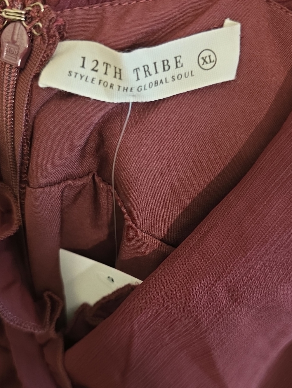 12th Tribe NWT Aria Merlot Halter Ruffle Maxi Dress | Size XL | Open Back - Picture 10 of 10
